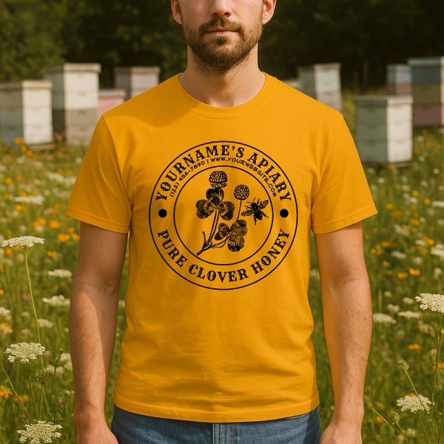 T-shirt Modèle d'étiquette de miel de trèfle de rucher d'a (Créateur téléchargé)