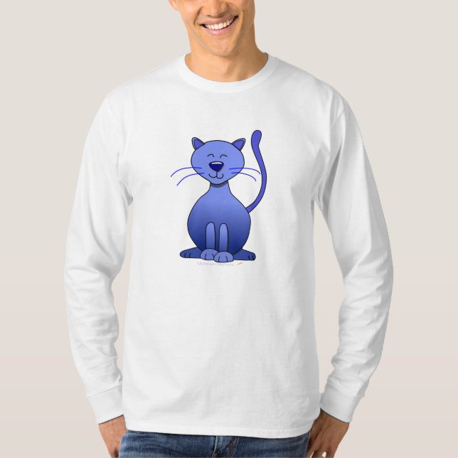 T-shirt Modèle drôle de sourire bleu heureux mignon (Devant)