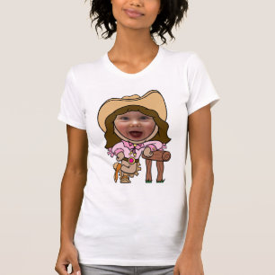T-shirt Modèle drôle de visage de photo de cow-girl