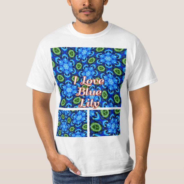 T-shirt Modèle Floral bleu Abstrait (Devant)