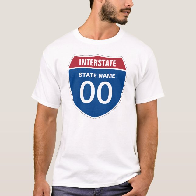 T-shirt Modèle INTERSTATE NOM D'ÉTAT UN OU DEUX CHIFFRES (Devant)