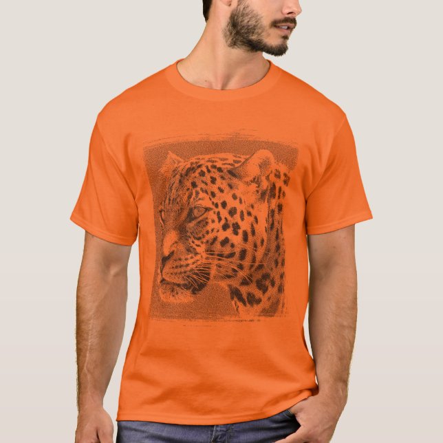 T-shirt Modèle Leopard Head Mens Élégant Athletic Orange (Devant)