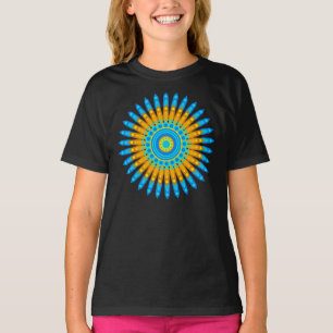 T-shirt Modèle Mandala géométrique bleu orange-68567