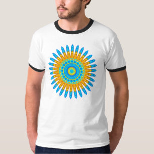 T-shirt Modèle Mandala géométrique bleu orange-68567