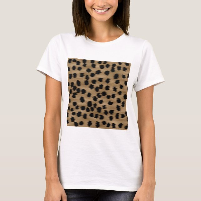 T-shirt Modèle noir et Brown d'impression de guépard (Devant)