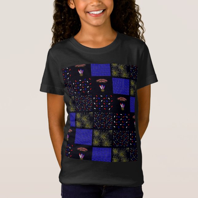 T-Shirt Modèle patchwork du 4 juillet - 4 juillet (Devant)