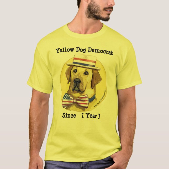 T-shirt Modèle personnalisable - chien jaune Démocrate (Devant)