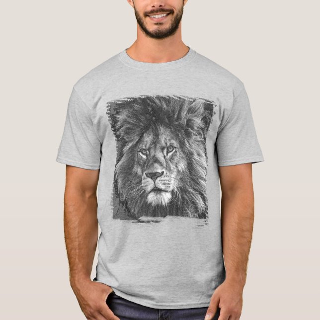 T-shirt Modèle Personnalisé Lion Face Pop Art Mens Moderne (Devant)