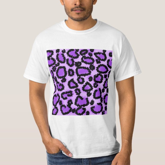 T-shirt Modèle pourpre et noir d'empreinte de léopard (Devant)