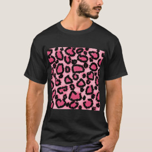 T-shirt Modèle rose et noir d'empreinte de léopard