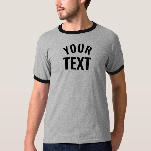 T-shirt Modèle sur mesure Hommes Ringer de base gris noir (Devant)