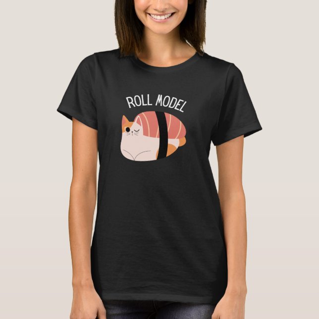 T-Shirt modèle T Roulé de Chat Sushi Drôle (Devant)
