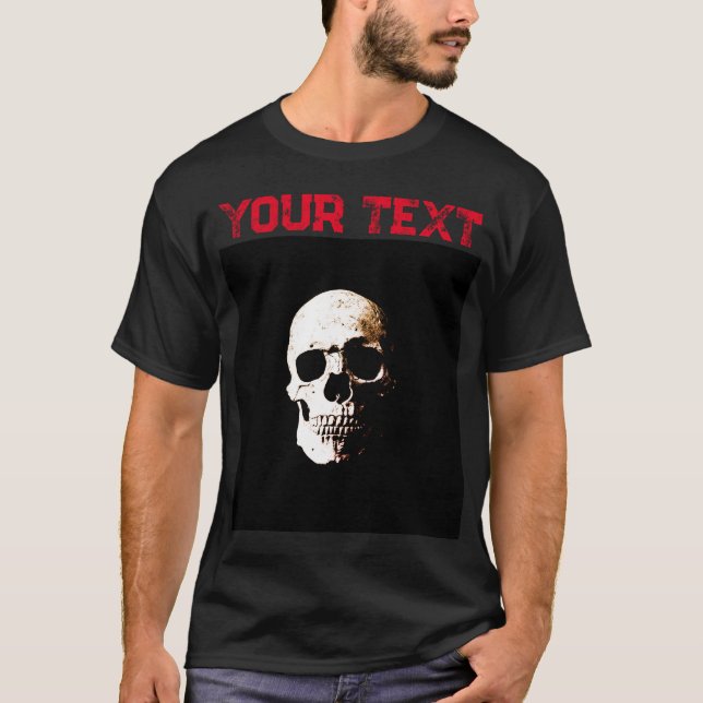 T-shirt Modèle Texte désorienté Noir & Rouge Mens Moderne (Devant)