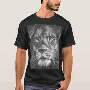 T-shirt Modèle Visage Lion Personnalisé Mens Élégant Noir