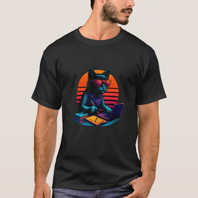 T-shirt Modèles de chat rétro Solutions Recherche opératio (Devant)