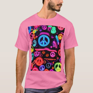 T-shirt Modèles de symbole de paix au néon