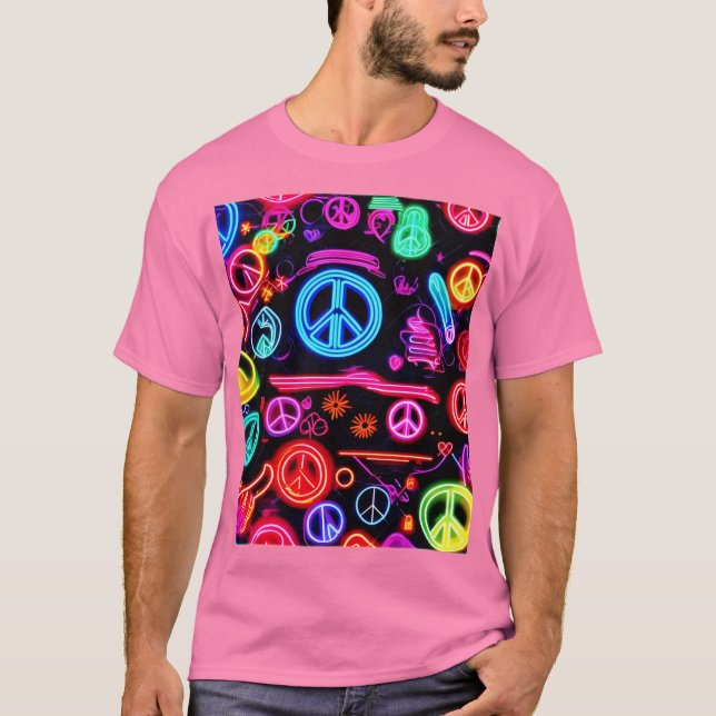 T-shirt Modèles de symbole de paix au néon (Devant)