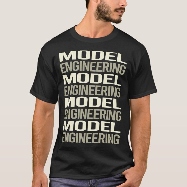 T-shirt Modélisation d'ingénieur en texte blanc Ingénieur (Devant)