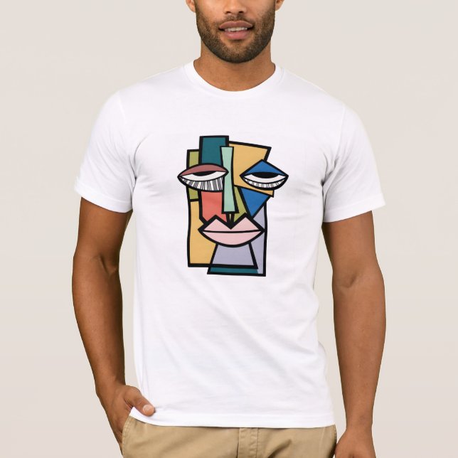 T-shirt Modern Abstract Cubist Face Illustration - Bold Ge (Devant)