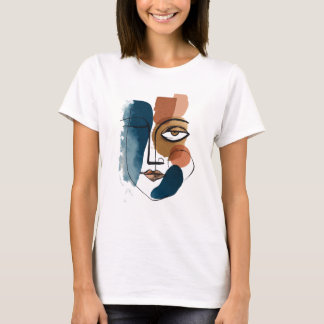 T-shirt Modern Abstract Geometric Face Boho Line Art