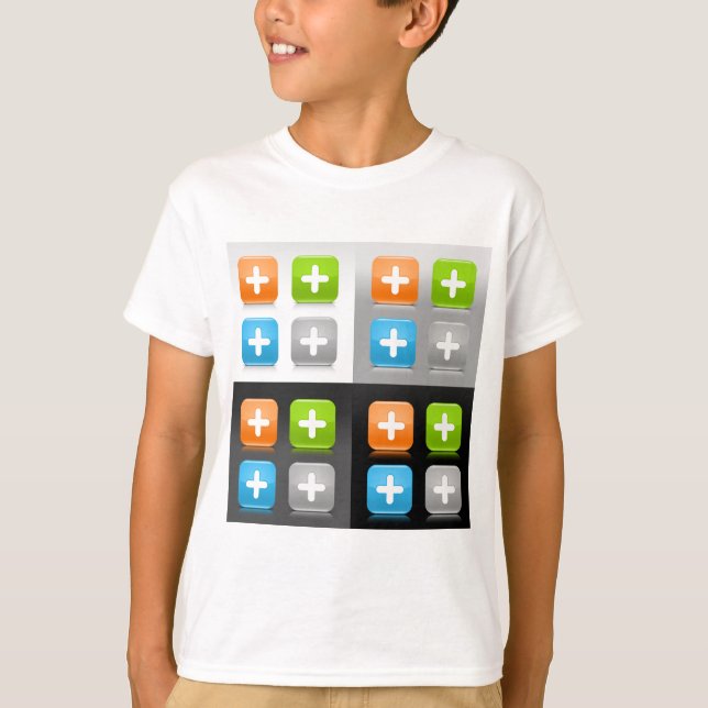 T-shirt Modern Addition Math Symbol Shiny Glassy Icons (Devant)