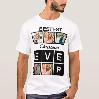 T-shirt Modern Bestest Christmas ever 5 Photo Collage