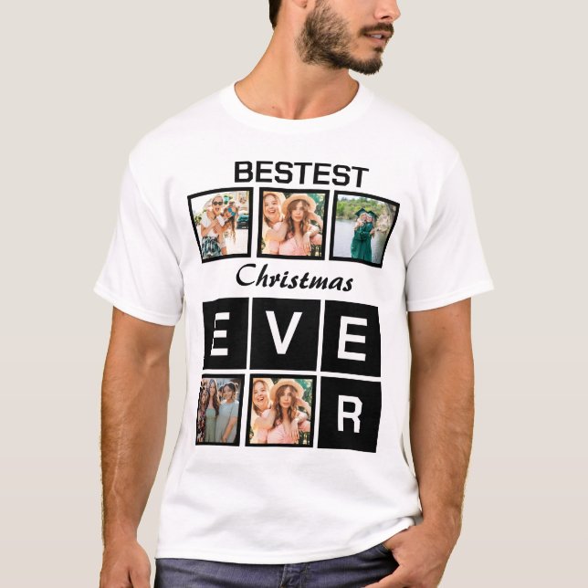 T-shirt Modern Bestest Christmas ever 5 Photo Collage (Devant)