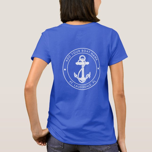 T-shirt Modern Boat Name Nautical Anchor Matching Vacation (Dos)