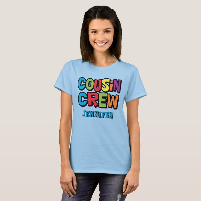 T-shirt Modern Bold Colorful Cousin Crew Family Reunion (Devant entier)