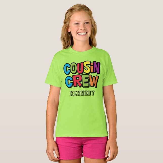 T-shirt Modern Bold Colorful Cousin Crew Family Reunion (Devant entier)