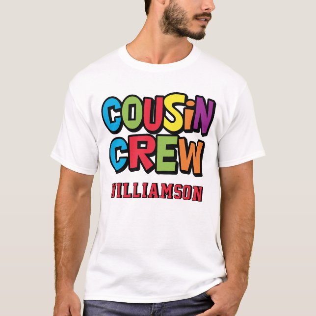 T-shirt Modern Bold Colorful Cousin Crew Family Reunion (Devant)