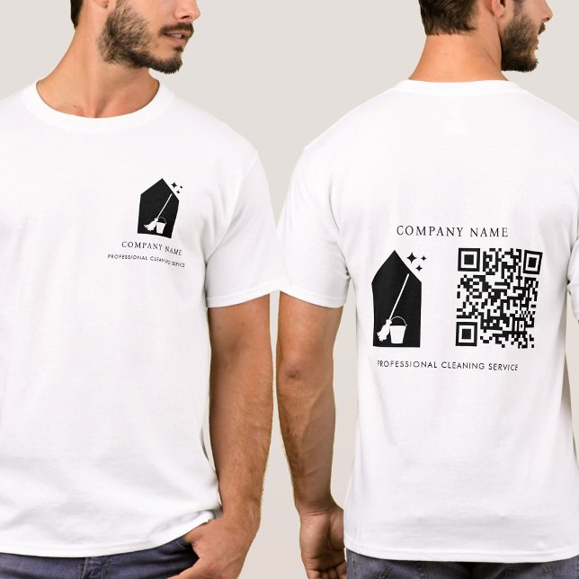 T-shirt Modern Cleaning Cleaner Service Logo QR Code White (Modern Cleaning Cleaner Service Logo QR Code White T-Shirt)