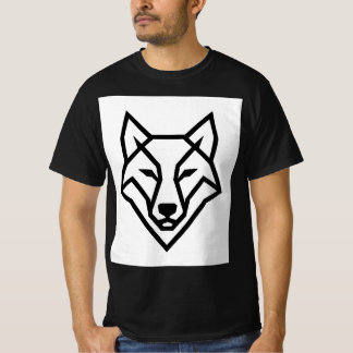 T-shirt Modern Geometric Wolf Head Minimalist Line Art T-S