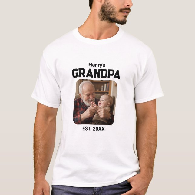 T-shirt Modern Grandpa Established Est. Name Year Photo (Devant)