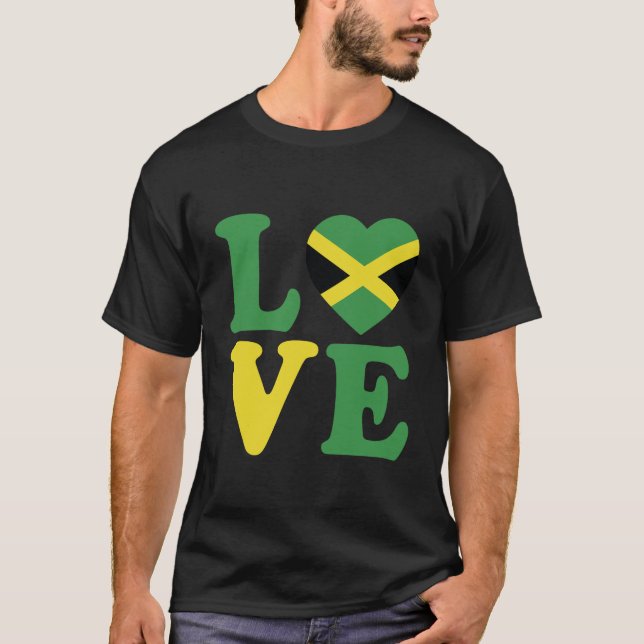 T-shirt Modern Love Jamaïque Heart Flag (Devant)