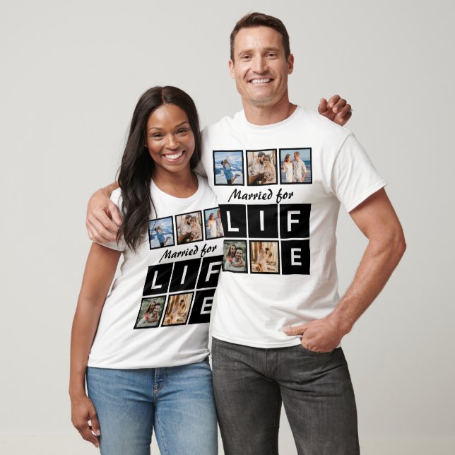 T-shirt Modern Married for Life 5 Photo Collage (Unisexe)