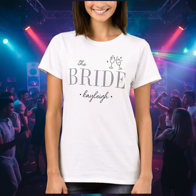 T-shirt Modern Minimalist Bride Script Bachelorette (Modern Minimalist Bride Script Bachelorette T-Shirt)
