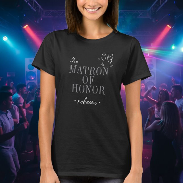 T-shirt Modern Minimalist Matron Honor Script Bachelorette (Créateur téléchargé)