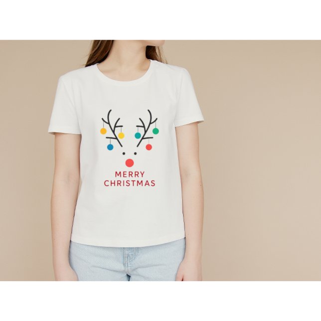T-shirt Modern Minimalist Reindeer Christmas Lights Design (Créateur téléchargé)