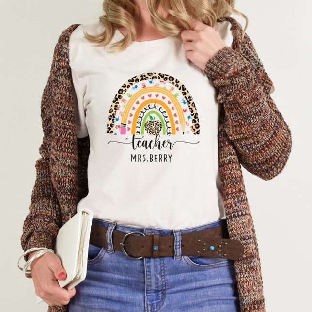 T-shirt Modern Rainbow Teacher Ajouter Votre Nom (Créateur téléchargé)
