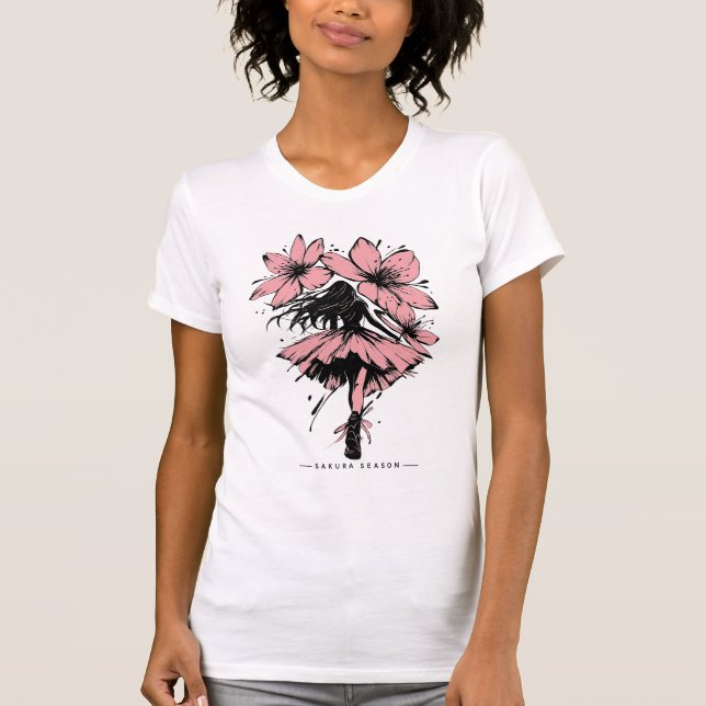 T-shirt Modern Sakura Streetwear Cherry Blossom Graphic (Devant)