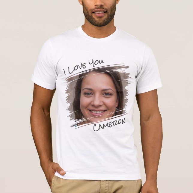 T-shirt Modern Street Art Ajouter Photo I Love You Boyfrie (Devant)