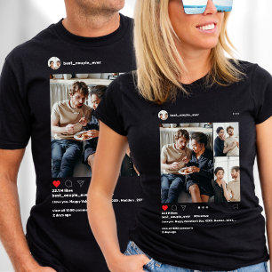 T-shirt Moderne 3 Photo Collage Meilleur Couple Jamais Ins