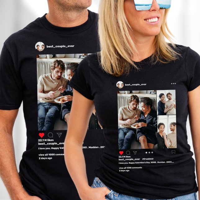T-shirt Moderne 3 Photo Collage Meilleur Couple Jamais Ins (Créateur téléchargé)
