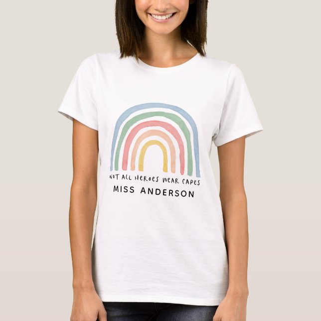T-shirt Moderne aquarelle arc-en-ciel professeur merci cad (Devant)
