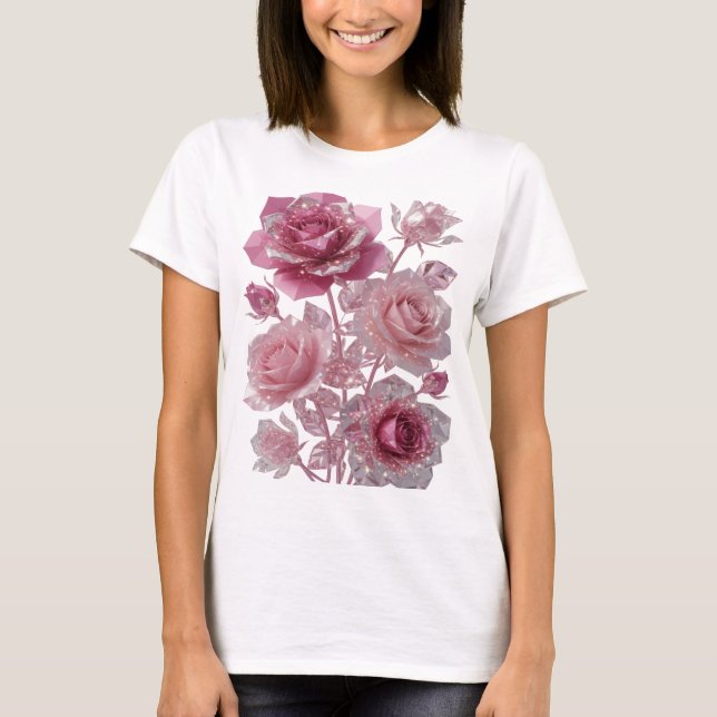 T-shirt Moderne Argent ROSES ROSES AVEC DIAMANTS Conceptio (Devant)