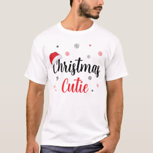 T-Shirt Moderne avec Chapeau de Père Noël et Citat
