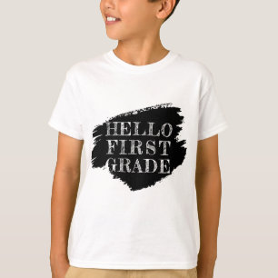 T-shirt Moderne Bonjour Enfants de première année Noir et 