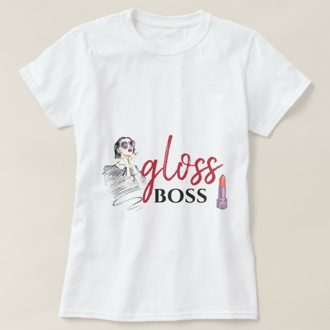 T-shirt Moderne brillant Boss Girl Black Red Funny World A (Design devant)