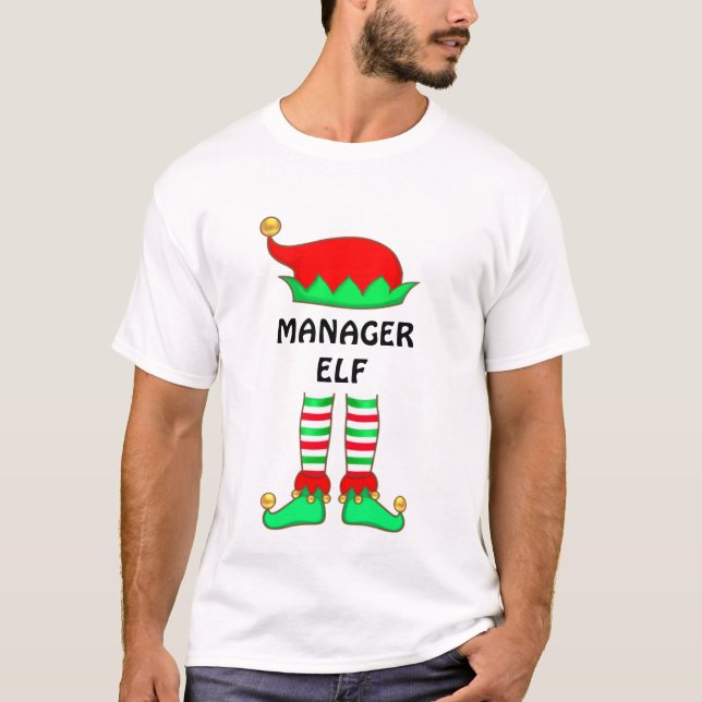 T-Shirt Moderne de Lutin de Gestionnaire de Noël (Devant)